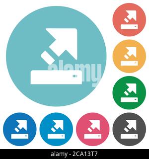 Export flat white icons on round color backgrounds Stock Vector