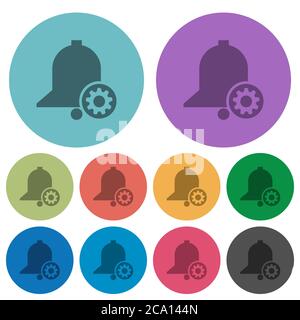 Reminder settings darker flat icons on color round background Stock Vector