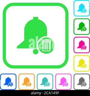 Delete reminder vivid colored flat icons in curved borders on white background Stock Vector