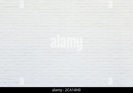 White new plastered brick wall viewed from the front. High resolution full frame textured background. Copy space. Stock Photo