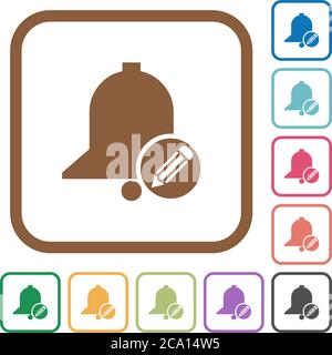 Edit reminder simple icons in color rounded square frames on white background Stock Vector