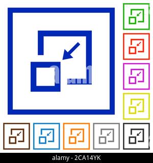 Shrink window flat color icons in square frames on white background Stock Vector