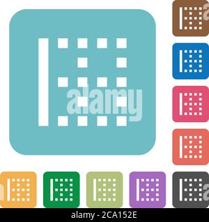 Left border white flat icons on color rounded square backgrounds Stock Vector