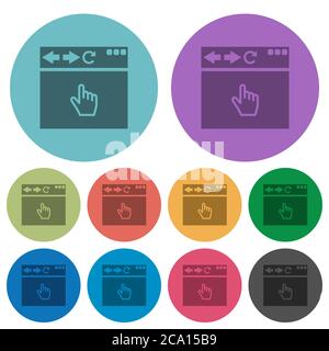 Browser pointer cursor darker flat icons on color round background Stock Vector