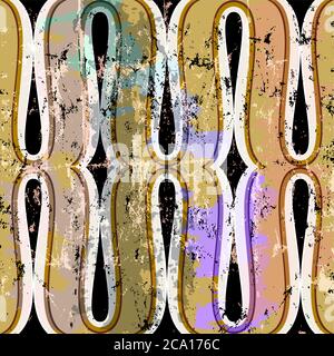 abstract pattern background, with waves, lines, strokes and splashes, seamless Stock Vector