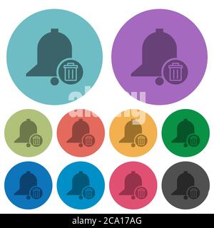 Delete reminder darker flat icons on color round background Stock Vector