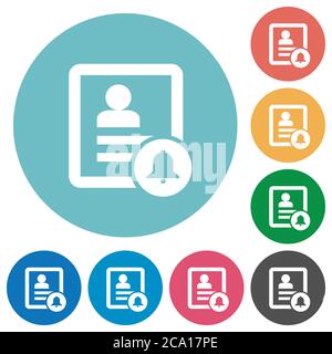 Contact notifications flat white icons on round color backgrounds Stock Vector