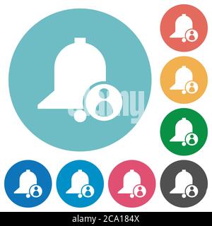 User reminder flat white icons on round color backgrounds Stock Vector