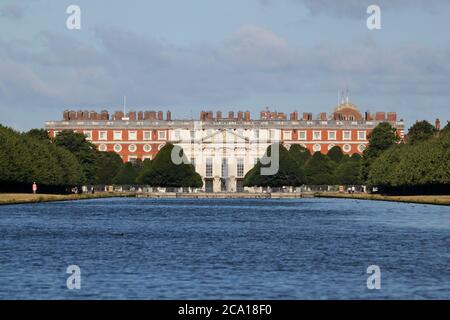 Hampton Court Palace (East Front) from Long Water, Home Park, Hampton Court, East Molesey, Surrey, England, Great Britain, United Kingdom, UK, Europe Stock Photo