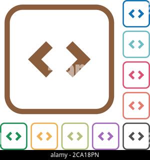 Script code simple icons in color rounded square frames on white ...