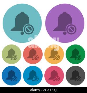 Disable reminder darker flat icons on color round background Stock Vector
