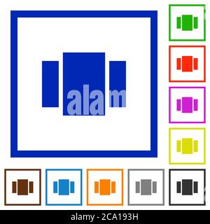 View carousel flat color icons in square frames on white background Stock Vector