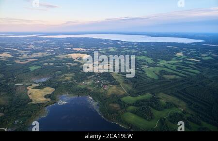 Beatiful natural sunset  background aerial drone view Stock Photo