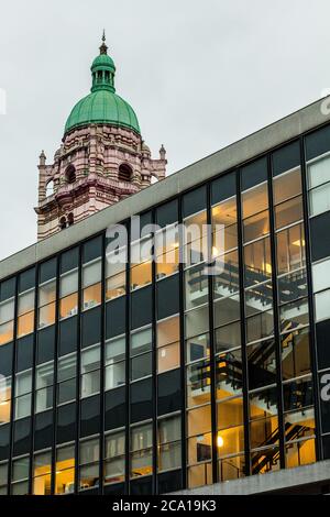 A view of Queen's Tower from Imperial College London, with Sherfield Building in front of it. Stock Photo