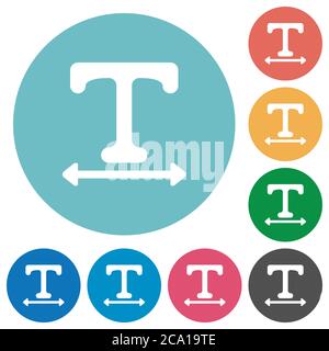 Adjust font width flat white icons on round color backgrounds Stock Vector