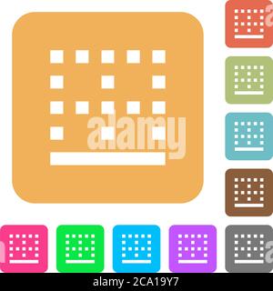 Bottom border flat icons on rounded square vivid color backgrounds. Stock Vector