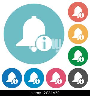 Reminder info flat white icons on round color backgrounds Stock Vector
