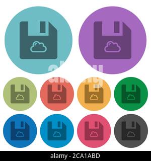 Cloud file darker flat icons on color round background Stock Vector