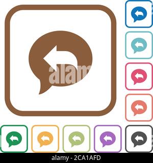 Reply message simple icons in color rounded square frames on white background Stock Vector