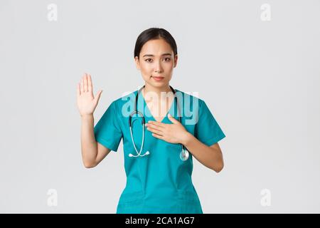 A Chinese (?) physician giving a sick patient a large bowl containing ...