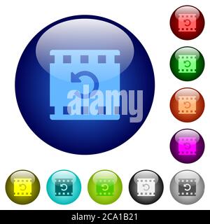 Undo movie changes icons on round color glass buttons Stock Vector