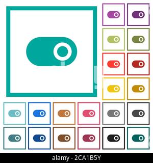 Toggle flat color icons with quadrant frames on white background Stock Vector