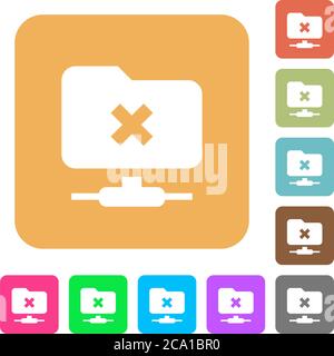 FTP cancel operation flat icons on rounded square vivid color backgrounds. Stock Vector