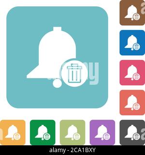 Delete reminder white flat icons on color rounded square backgrounds Stock Vector