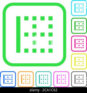 Left border vivid colored flat icons in curved borders on white background Stock Vector