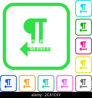 Right to left text direction vivid colored flat icons in curved borders on white background Stock Vector