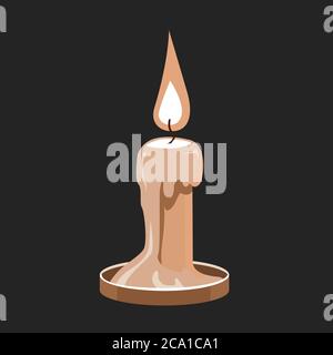 Burning candle in the dark. Stock Vector