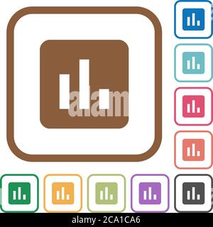 Chart simple icons in color rounded square frames on white background Stock Vector