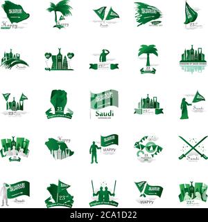 bundle of Saudi Arabia national day icons vector illustration design Stock Vector