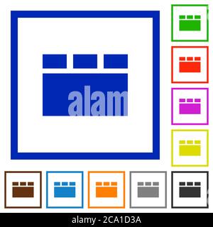 Horizontal tabbed layout flat color icons in round outlines on white ...