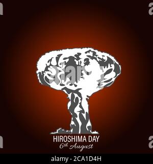 Nuclear explosion vector illustration isolated on white background. International day against nuclear tests. Hiroshima remembrance day minimal style c Stock Vector