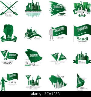 bundle of Saudi Arabia national day icons vector illustration design Stock Vector