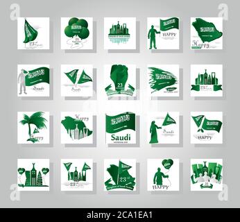 bundle of Saudi Arabia national day icons vector illustration design Stock Vector