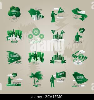 bundle of Saudi Arabia national day icons vector illustration design Stock Vector