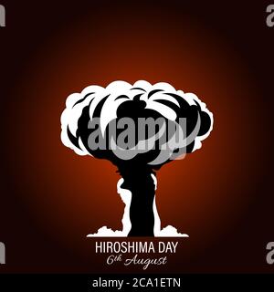 Nuclear explosion vector illustration isolated on white background. International day against nuclear tests. Hiroshima remembrance day minimal style c Stock Vector