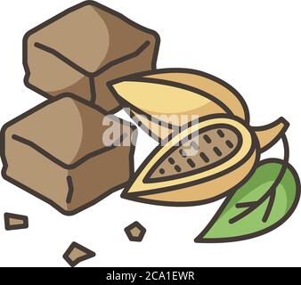 Brownies RGB color icon. Chocolate baked confection. Brown biscuits. Fudgy brownie. Cocoa based cookies. National American cuisine. Traditional desser Stock Vector