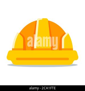 yellow construction helmet on a white background. flat vector illustration. Stock Vector