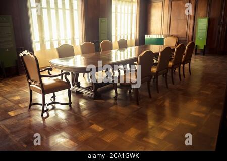 Old and Elegant Meeting Room at the Bank of Brazil Cultural Center Building at Liberty Square in Belo Horizonte, Brazil Stock Photo