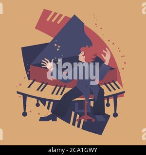 Piano player abstract vector illustration. Musicians series. Stock Vector
