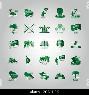 bundle of Saudi Arabia national day icons vector illustration design Stock Vector