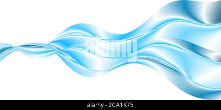 Smooth liquid blue 3d wave. Trendy Illustration EPS10 Vector. Web design Stock Vector
