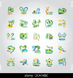 bundle of brazil independence day icons vector illustration design Stock Vector