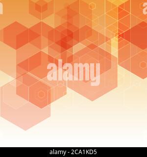 Orange hexagon background. Abstract vector geometric background Stock Vector