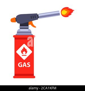 red gas spray emits a flame. Flat vector illustration isolated on white background. Stock Vector