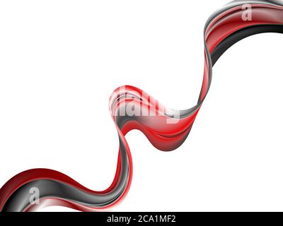 Black-red abstract wave. Liquid 3D graphics. Web design Stock Vector