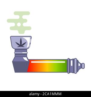 A pipe for smoking medicinal marijuana. legalization of drugs. flat vector illustration isolated on white background. Stock Vector